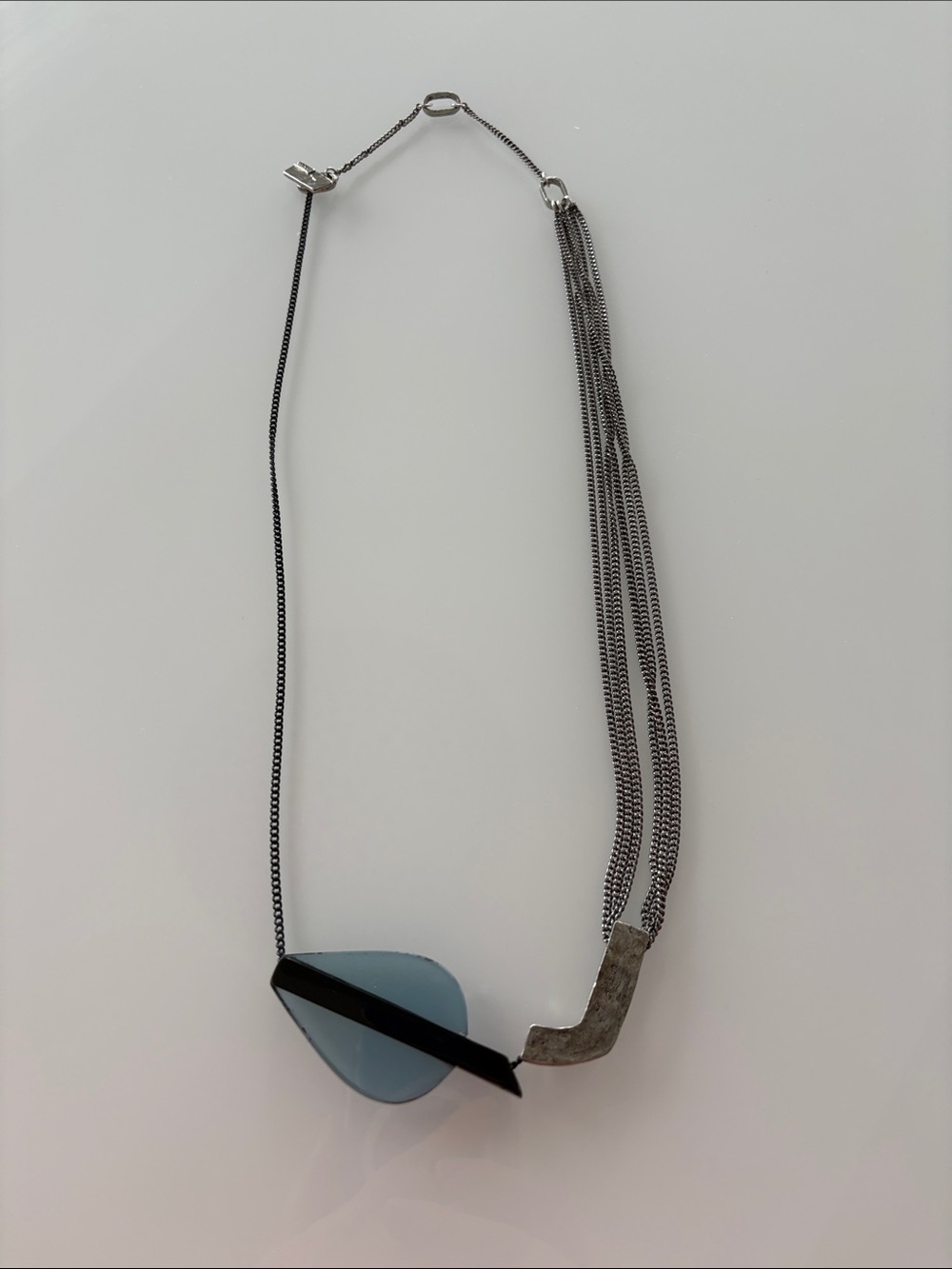 Anne-Marie Chagnon Silver-Tone Necklace with Blue Pendant